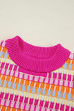 Contrast Round Neck Half Sleeve Knit Top - Trendsi - Flyclothing LLC