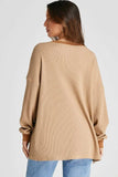 Waffle-Knit Long Sleeve Sweatshirt - Trendsi - Flyclothing LLC