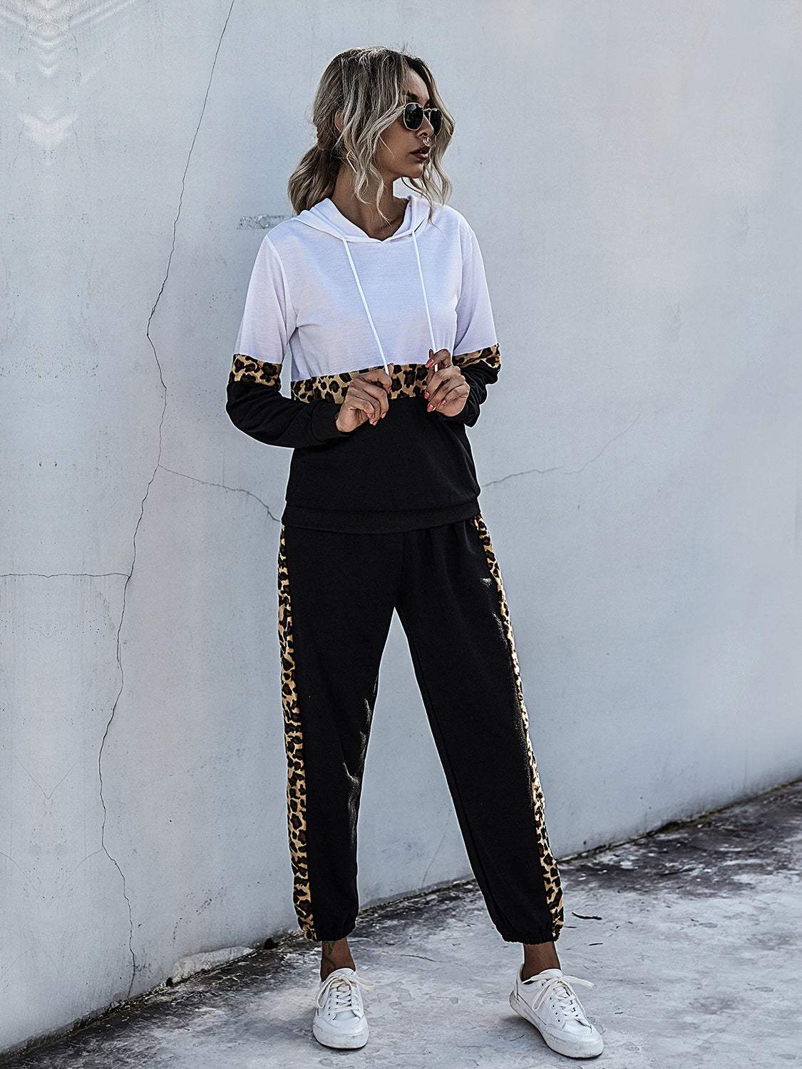 Perfee Contrast Long Sleeve Hooded Top and Joggers Set - Trendsi - Flyclothing LLC