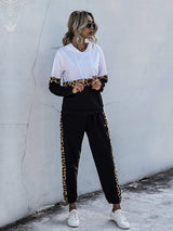 Perfee Contrast Long Sleeve Hooded Top and Joggers Set - Trendsi - Flyclothing LLC