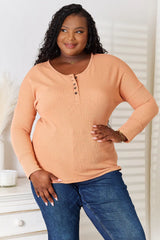 Basic Bae Half Button Long Sleeve Top - ShopBasicbae - Flyclothing LLC