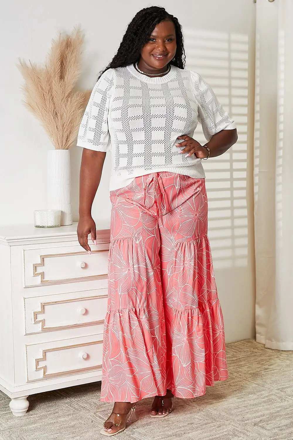 Mandy Ribbed Trim Round Neck Knit Top - Trendsi - Flyclothing LLC