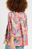 Printed Tie Neck Three-Quarter Sleeve Blouse - Trendsi - Flyclothing LLC