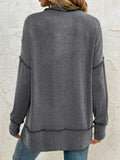Side Slit Round Neck Dropped Shoulder Sweatshirt - Trendsi - Flyclothing LLC