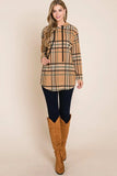 BOMBOM Drawstring Plaid Long Sleeve Hoodie - Trendsi - Flyclothing LLC