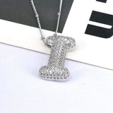 Copper Inlaid Zircon Letter Pendant Necklace - Trendsi - Flyclothing LLC
