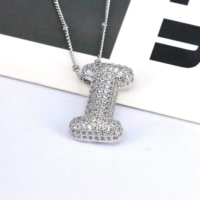 Copper Inlaid Zircon Letter Pendant Necklace - Trendsi - Flyclothing LLC