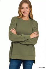 Zenana Fleece Hi-low Boyfriend Sweatshirts with Pockets - Trendsi - Flyclothing LLC
