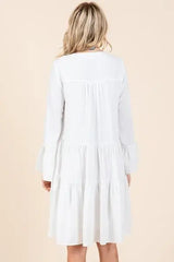 Mittoshop Tiered Notched Flare Sleeve Dress - Trendsi - Flyclothing LLC