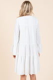 Mittoshop Tiered Notched Flare Sleeve Dress - Trendsi
