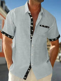 Men's Full Size Contrast Trim Waffle Knit Short Sleeve Shirt Plus Size - Trendsi