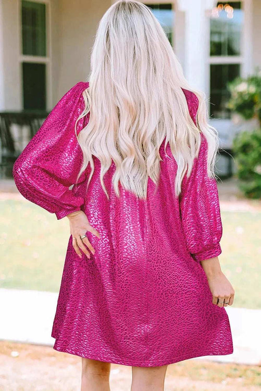 Leopard Johnny Collar Mini Dress - Trendsi - Flyclothing LLC