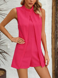 Mock Neck Sleeveless Romper - Trendsi