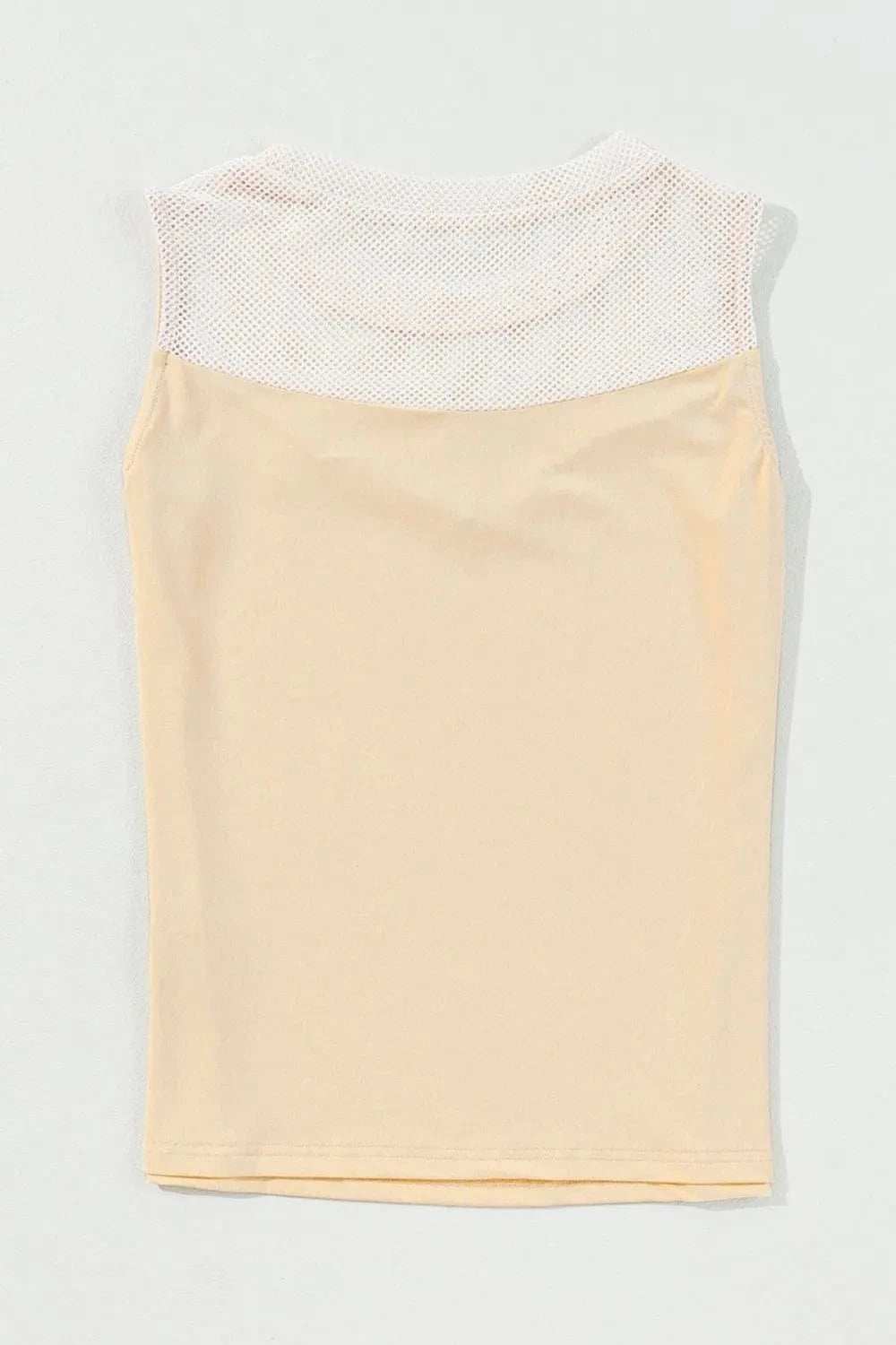 Mesh Patchwork Crew Neck Tank - Trendsi - Flyclothing LLC