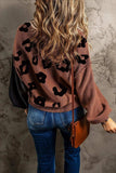 Leopard Round Neck Long Sleeve Sweater - Trendsi - Flyclothing LLC