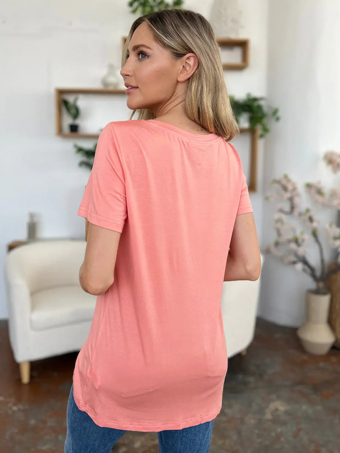 Basic Bae Bamboo Full Size V-Neck Short Sleeve T-Shirt - ShopBasicbae - Flyclothing LLC