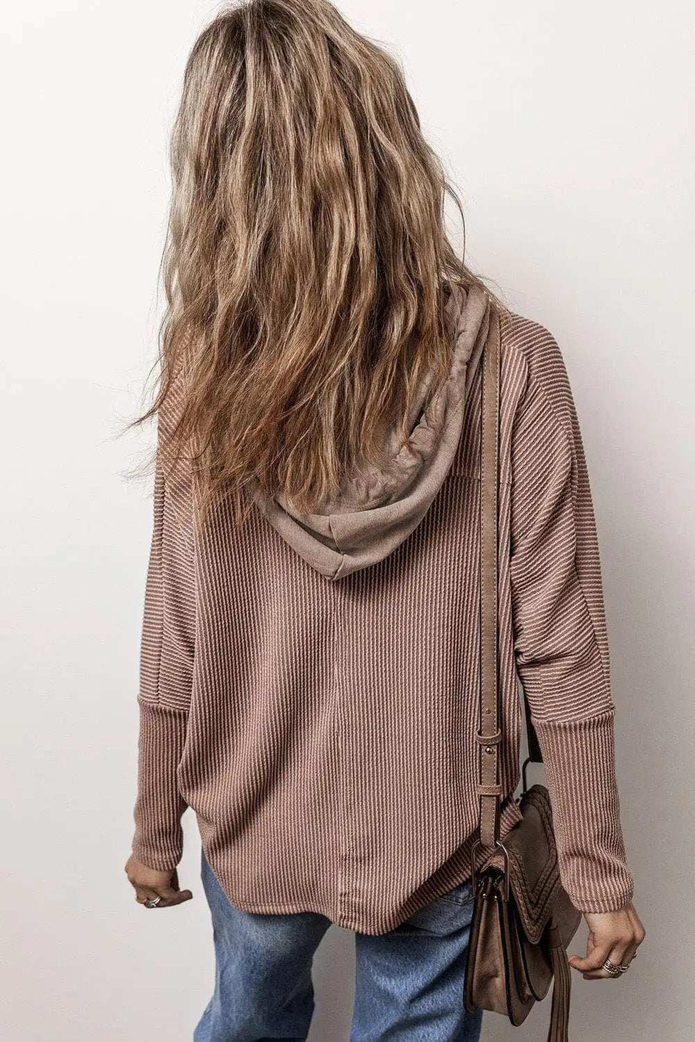 Pocketed Half Button Long Sleeve Hoodie - Trendsi - Flyclothing LLC