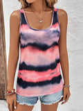 Tie-Dye Scoop Neck Wide Strap Tank - Trendsi