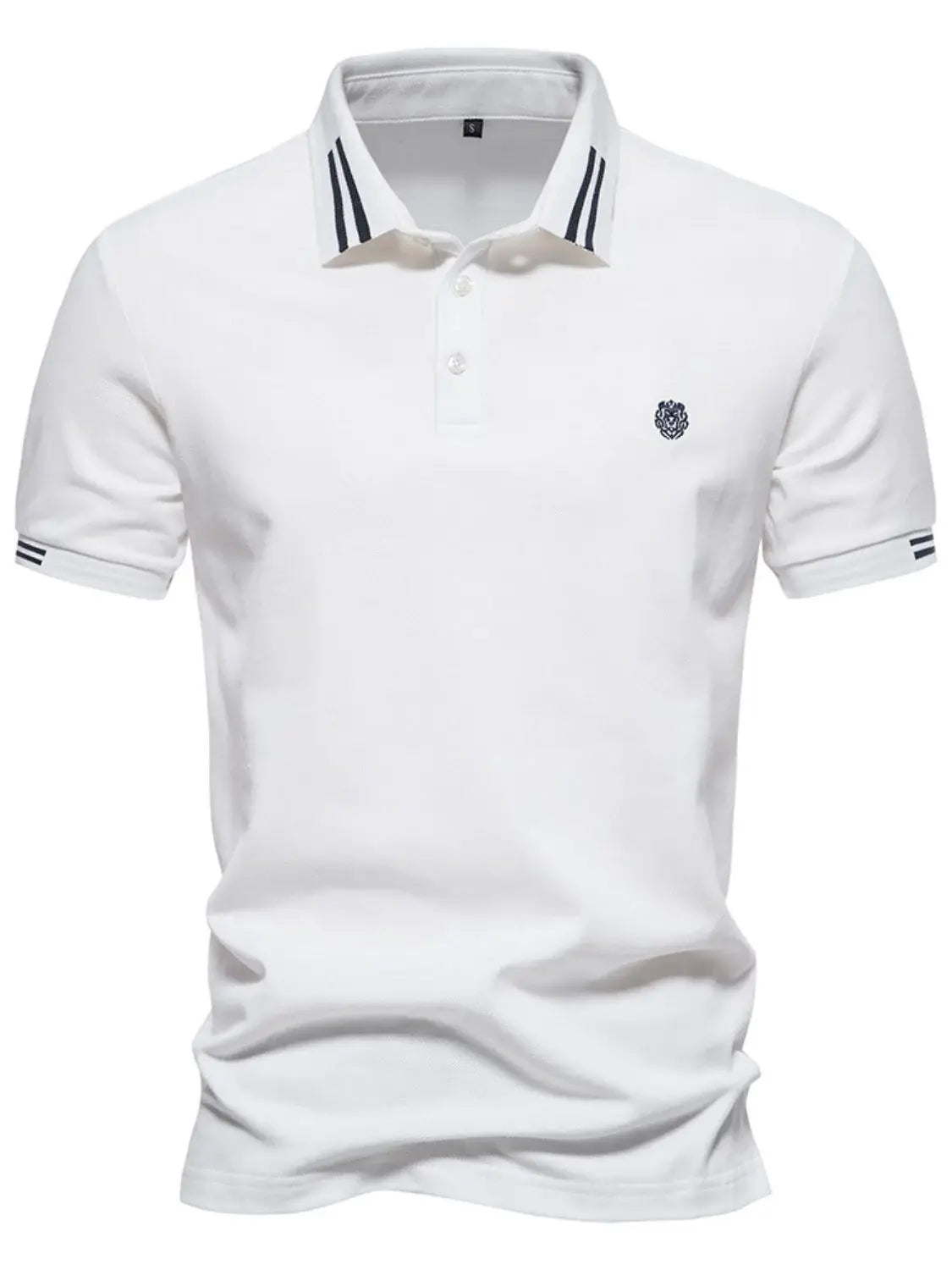 Men's Embroidered Striped Short Sleeve Polo - Trendsi - Flyclothing LLC