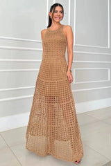 Hollowed-Out Sleeveless Maxi Dress - Trendsi - Flyclothing LLC