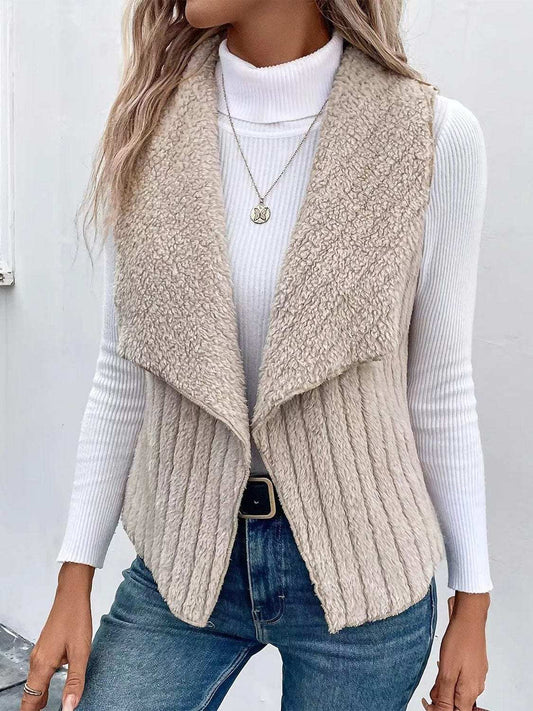 Open Front Fuzzy Vest Coat - Trendsi - Flyclothing LLC