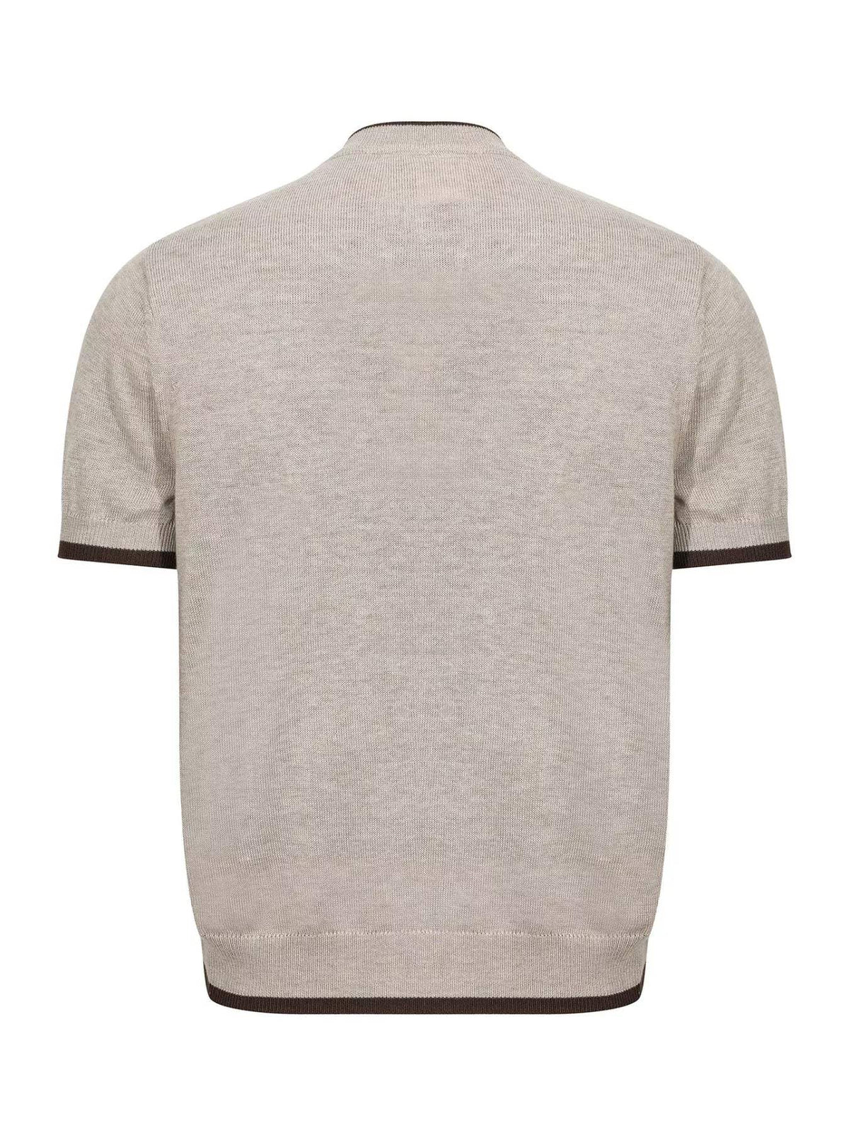 Men's Short Sleeve Collar Knit Top with Contrast Trim - Trendsi - Flyclothing LLC