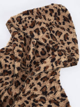 Fuzzy Leopard Long Sleeve Hooded Jacket - Trendsi - Flyclothing LLC