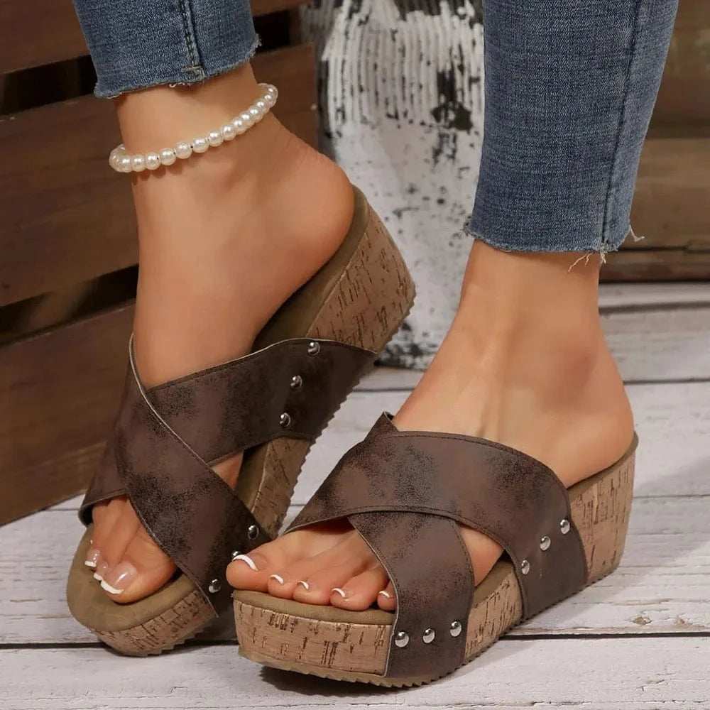 Open Toe Wedge Sandals - Trendsi - Flyclothing LLC
