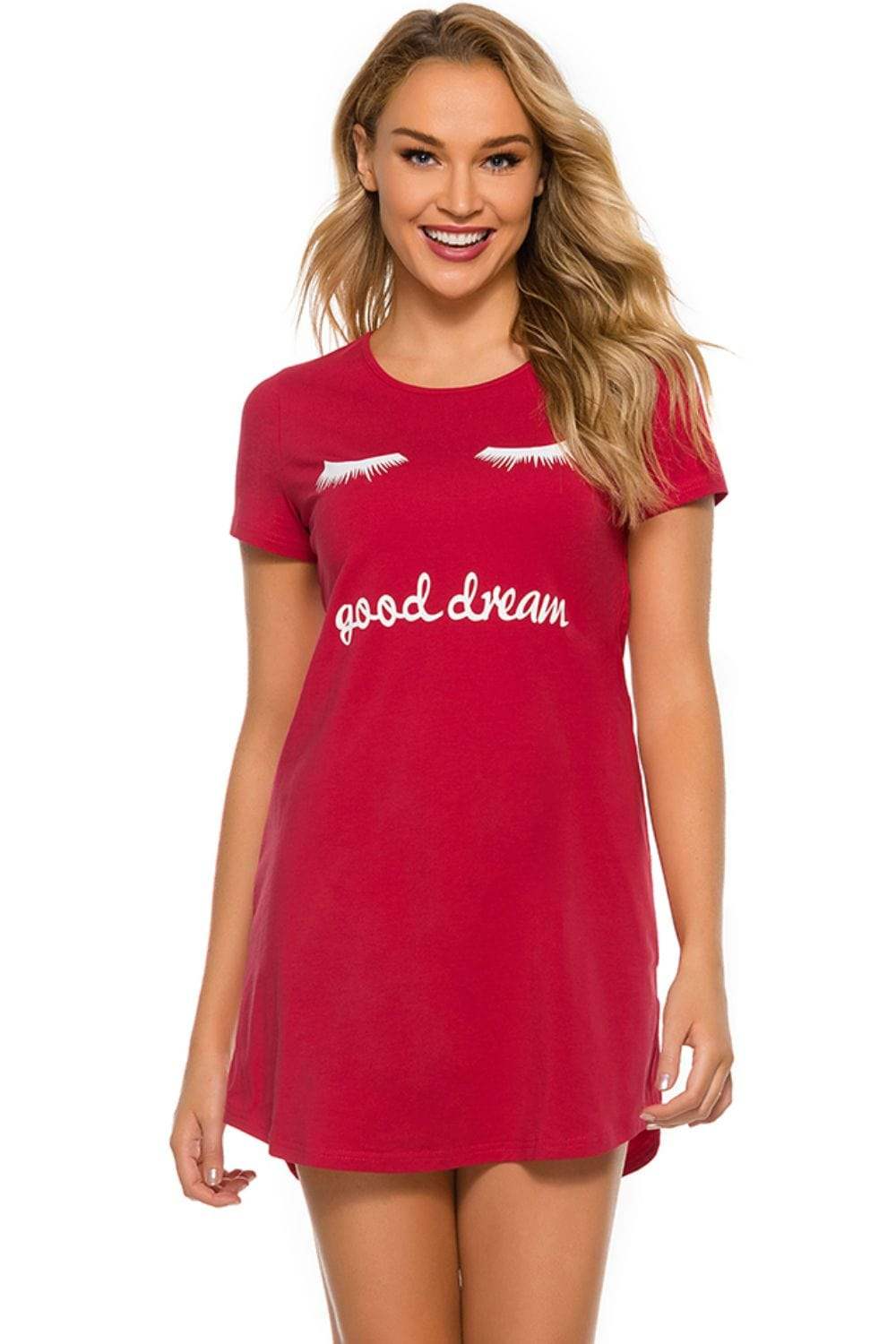 Graphic Round Neck Short Sleeve Lounge Dress - Trendsi - Flyclothing LLC