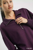 Umgee Half Zip Drop Shoulder Sweatshirt - Trendsi - Flyclothing LLC