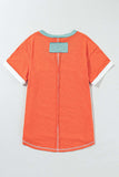 Color Block V-Neck Short Sleeve T-Shirt - Trendsi - Flyclothing LLC