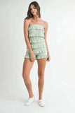MABLE Pointelle Knit Fabric Ruffled Tube Romper - Trendsi - Flyclothing LLC