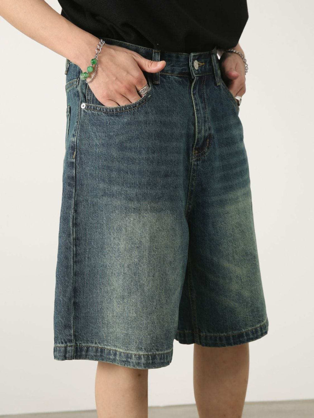 Men's Washed Denim Shorts with Pockets - Trendsi - Flyclothing LLC