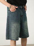 Men's Washed Denim Shorts with Pockets - Trendsi