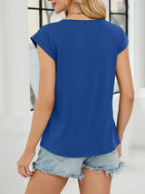 Pleated Front Scoop Neck T-Shirt - Trendsi - Flyclothing LLC
