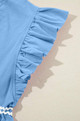 Ruffled Notched Cap Sleeve Mini Dress - Trendsi - Flyclothing LLC