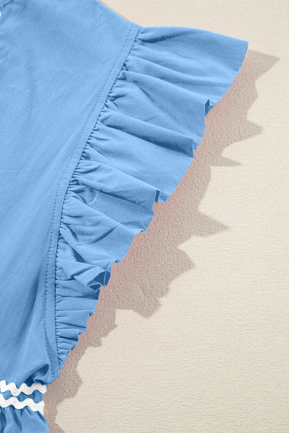 Ruffled Notched Cap Sleeve Mini Dress - Trendsi - Flyclothing LLC