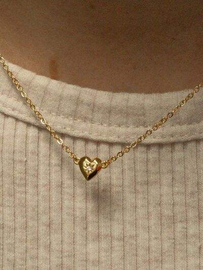 Zircon Heart Pendant Necklace - Trendsi - Flyclothing LLC