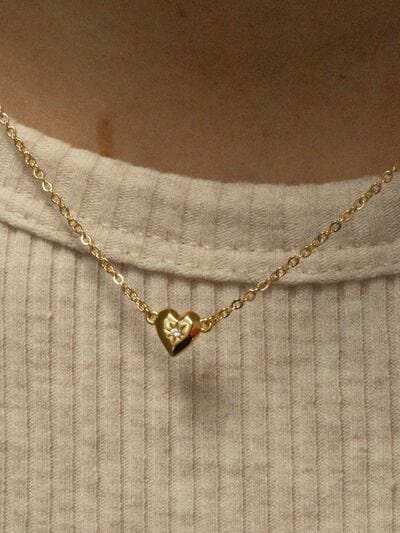 Zircon Heart Pendant Necklace - Trendsi - Flyclothing LLC