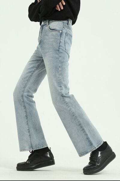 Straight Leg Jeans with Pockets - Trendsi - Flyclothing LLC