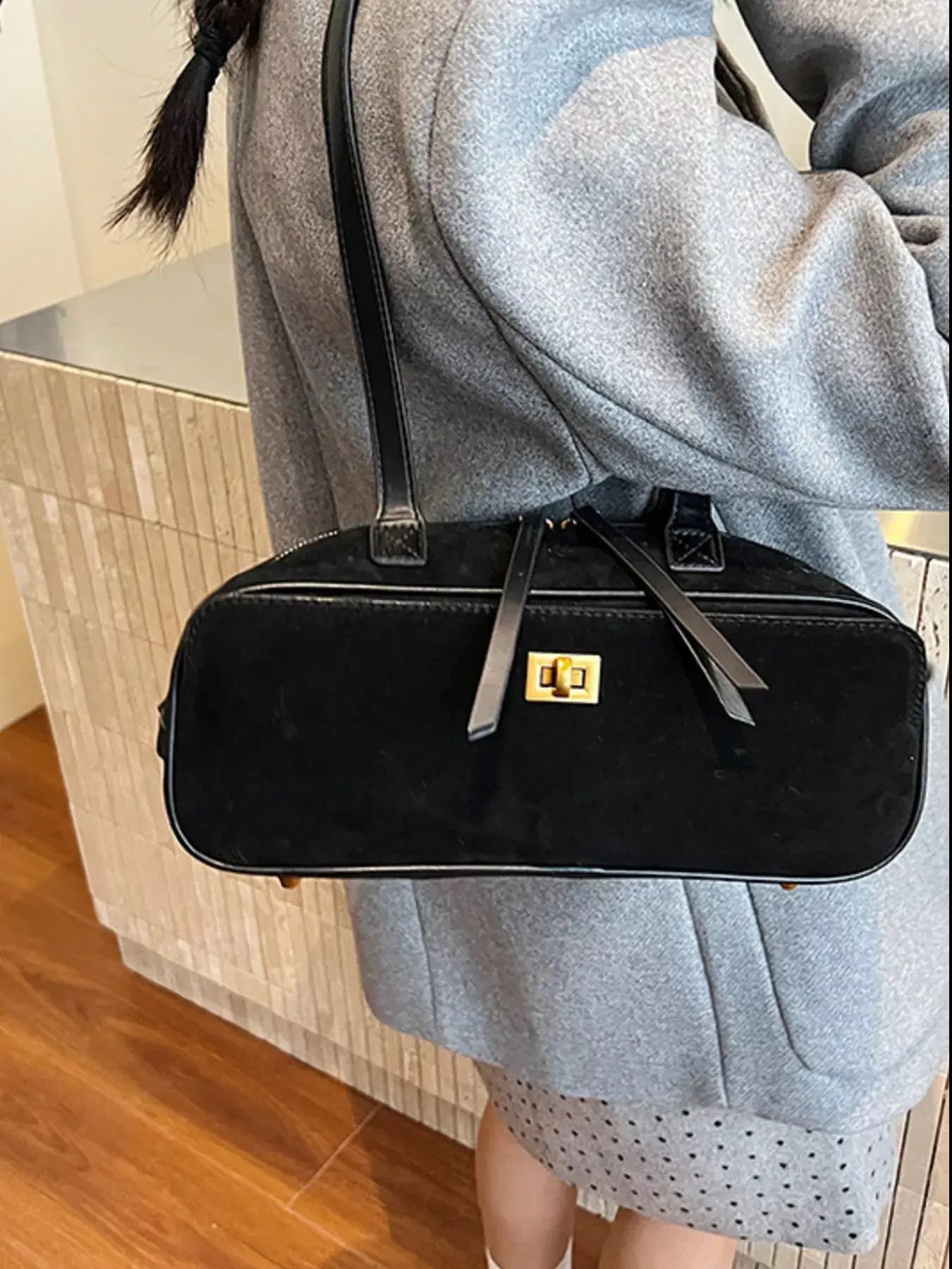 Suede Leather Shoulder Bag - Trendsi - Flyclothing LLC