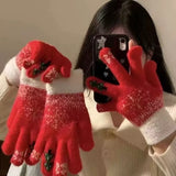 Knitted Snowflake Gloves - Trendsi - Flyclothing LLC