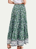Full Size Tiered Printed Elastic Waist Skirt - Trendsi - Flyclothing LLC