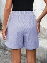 Striped Drawstring Waist Shorts - Trendsi - Flyclothing LLC