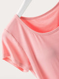 Round Neck Short Sleeve T-Shirt with Bra - Trendsi - Flyclothing LLC