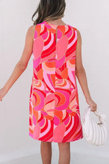 Abstract Floral Print Sleeveless Shift Mini Dress - Trendsi - Flyclothing LLC