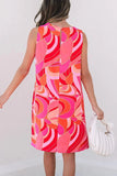 Abstract Floral Print Sleeveless Shift Mini Dress - Trendsi