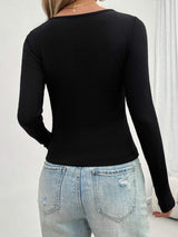 Lace Detail Scoop Neck Long Sleeve T-Shirt - Trendsi - Flyclothing LLC