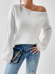 Honey Single Shoulder Long Sleeve Sweater - Trendsi