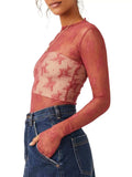 Lace Mock Neck Long Sleeve Blouse - Trendsi - Flyclothing LLC
